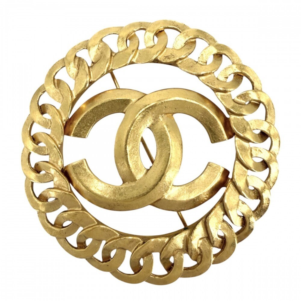 CHANEL Vintage Gold Logo Brooch